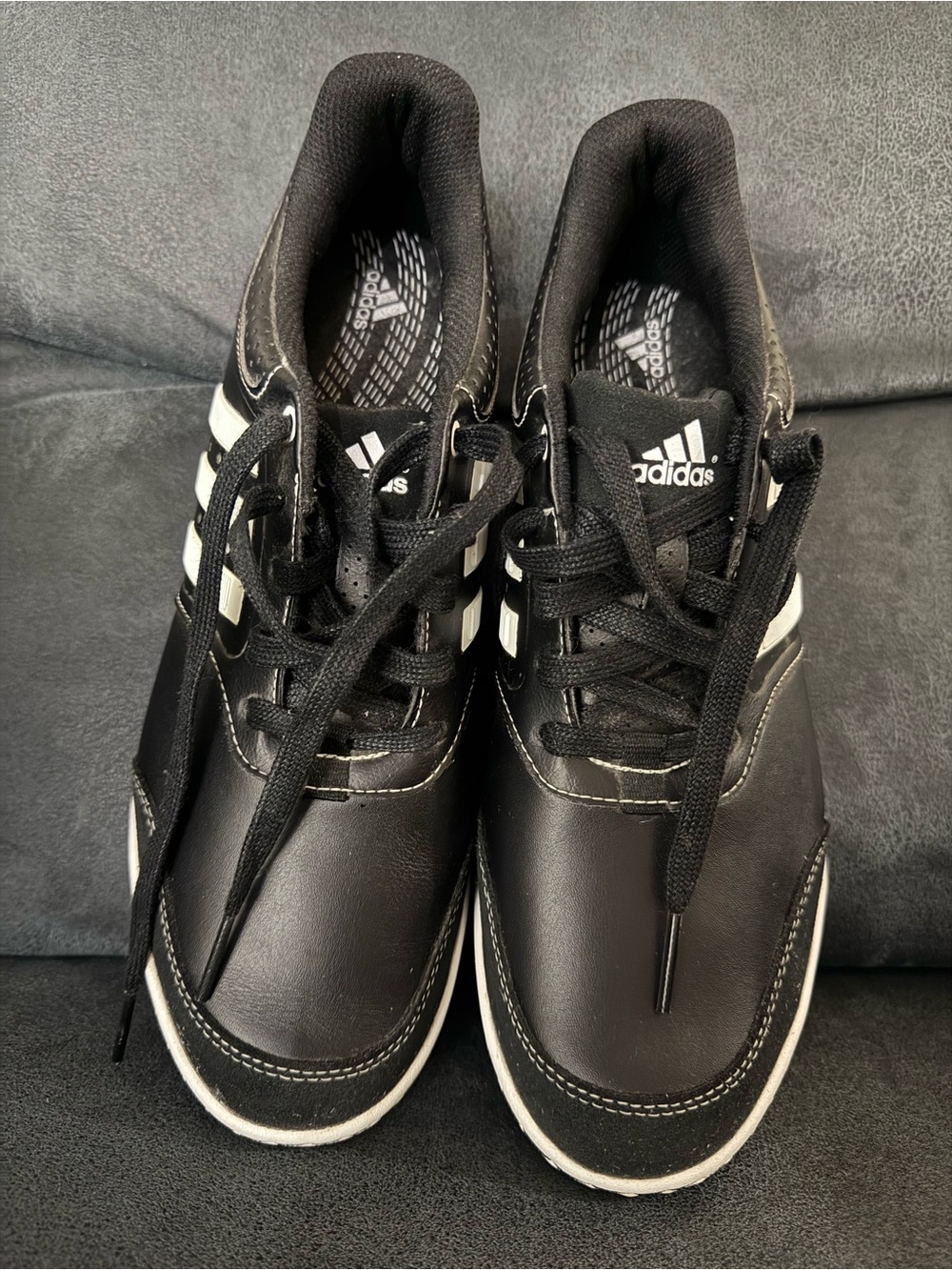 9.5 Adidas Black with White Stripe Low-Top Sneakers GOLF -NEW $45